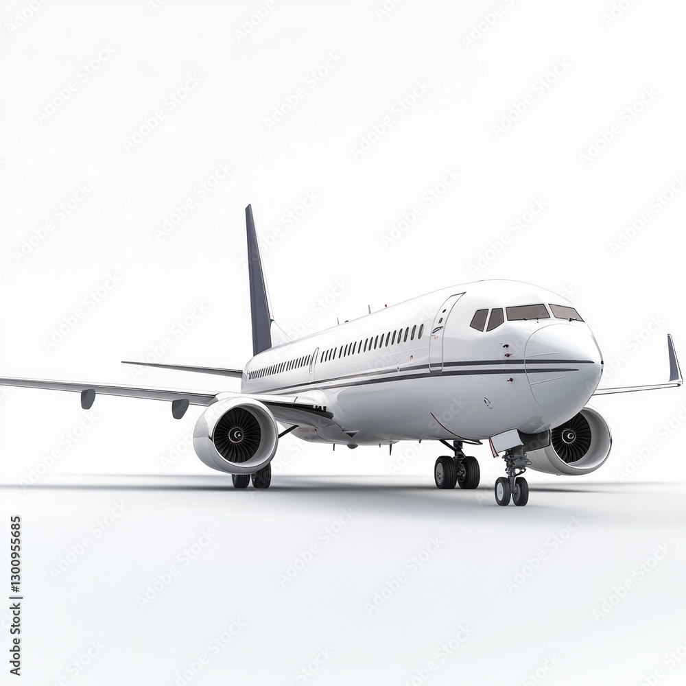 White and Blue Airplane on White Background White and Blue Airplane on White Background