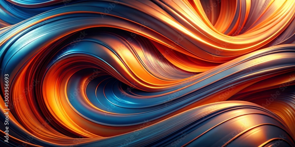 Abstract Swirling Liquid Metal Design, Featuring Deep Blue and Vibrant Orange Hues, Creating a Dynamic and Visually Striking Composition Abstract Swirling Liquid Metal Design, Featuring Deep Blue and Vibrant Orange Hues, Creating a Dynamic and Visually Striking Composition
