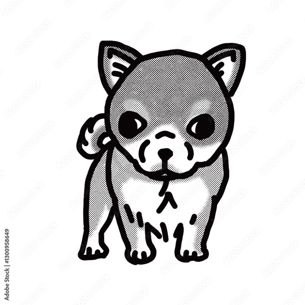 チワワ chihuahua 子犬 白黒 犬のイラスト チワワ chihuahua 子犬 白黒 犬のイラスト