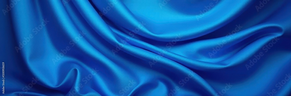 Obraz premium Elegant blue silk curtain, luxurious cascading folds , classic, cascade, blue