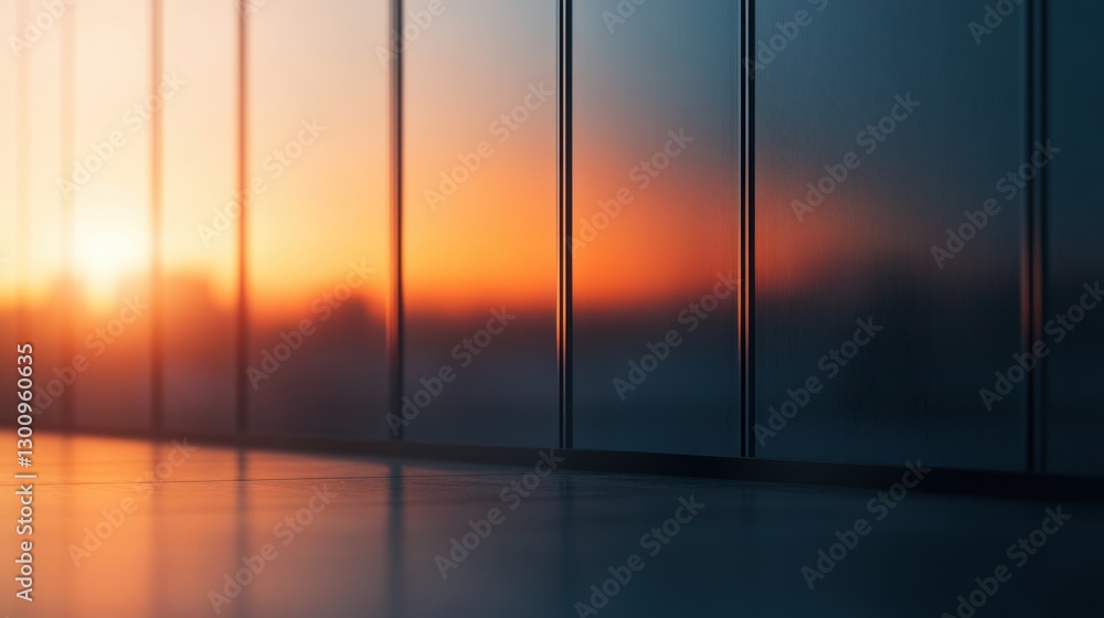 Fototapeta premium Abstract view of a sunset reflecting on glass windows showing gradients of color and modern design