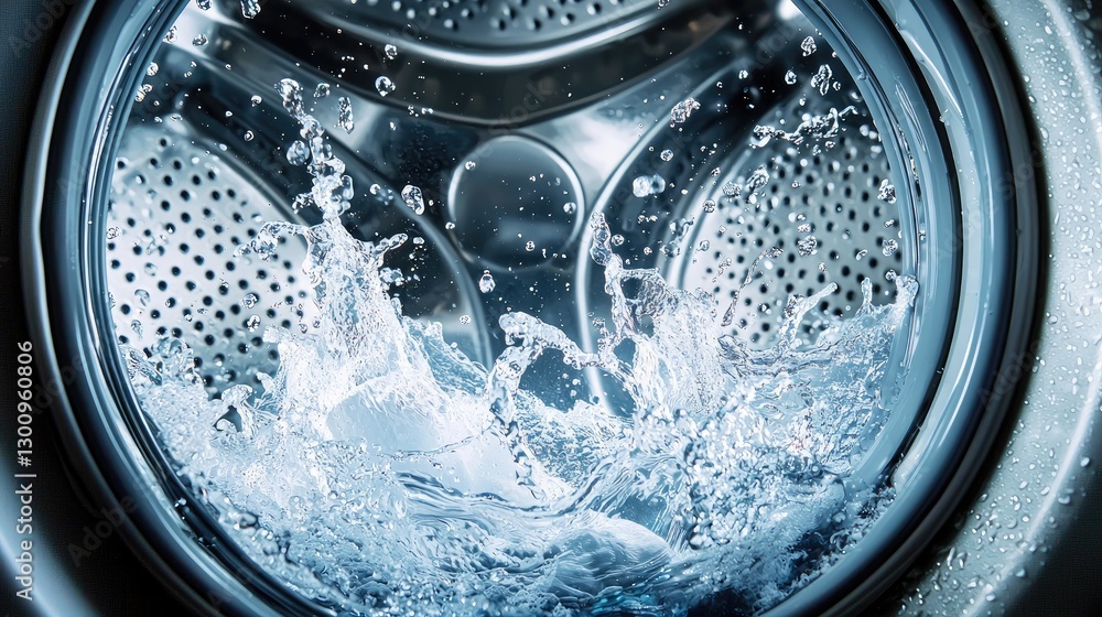 Water Splashing Inside a Modern Washing Machine Drum Water Splashing Inside a Modern Washing Machine Drum