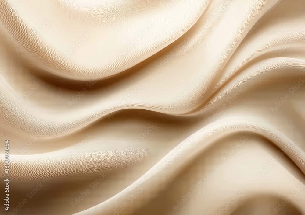 Elegant beige silk fabric with soft waves and folds. Elegant beige silk fabric with soft waves and folds.