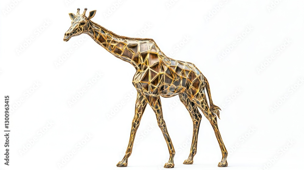 Obraz premium Giraffe figurine, walking, on white background