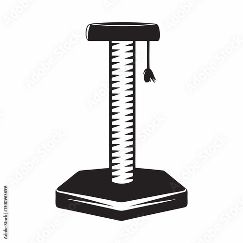 Cat scratching post silhouette on white background