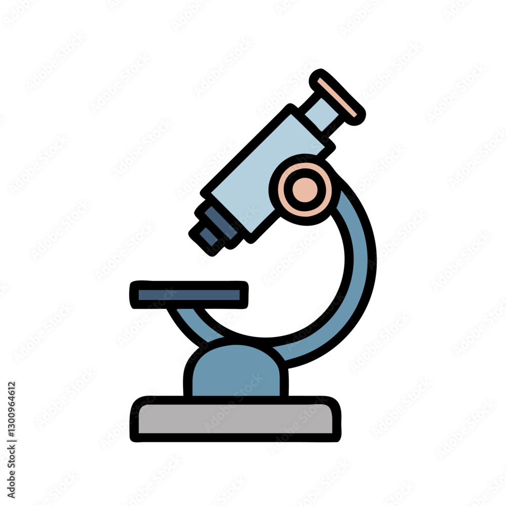 Microscope Flat Design Medical Supplies Icon on white Background Microscope Flat Design Medical Supplies Icon on white Background