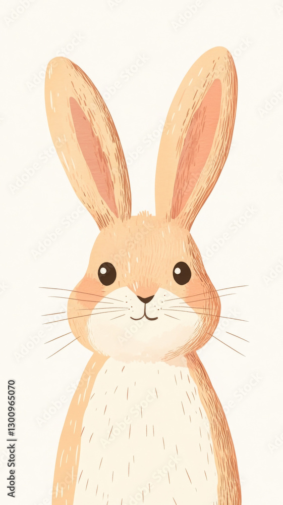 Fototapeta premium Cute rabbit illustration gazes calmly, gentle, and friendly