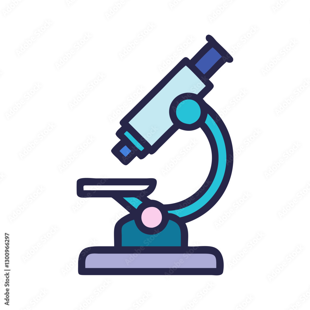 Microscope Flat Design Medical Supplies Icon on white Background Microscope Flat Design Medical Supplies Icon on white Background