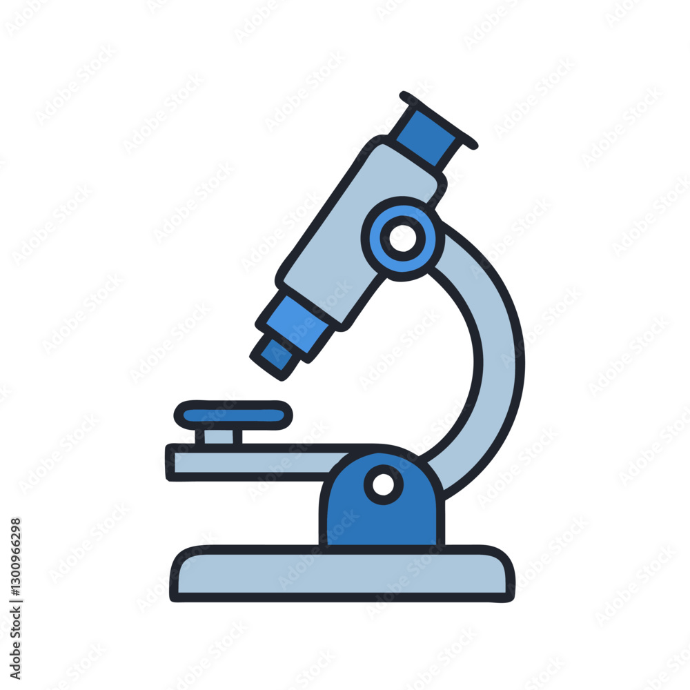 Microscope Flat Design Medical Supplies Icon on white Background Microscope Flat Design Medical Supplies Icon on white Background