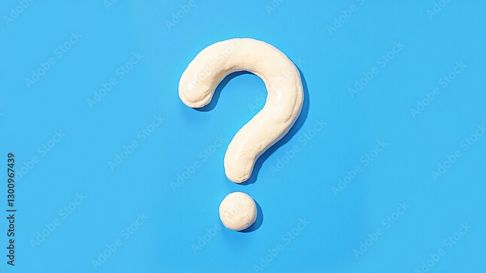 Naklejka premium Creative Clay Question Mark Shape on Bright Blue Background