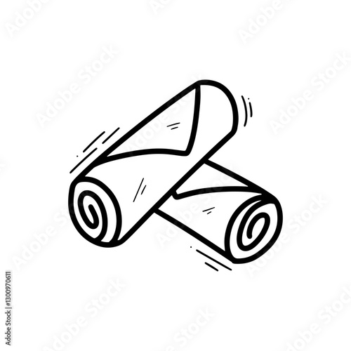 Hand Drawn Spring Roll Illustration. Doodle Vector. Isolated on White Background - EPS 10 Vector