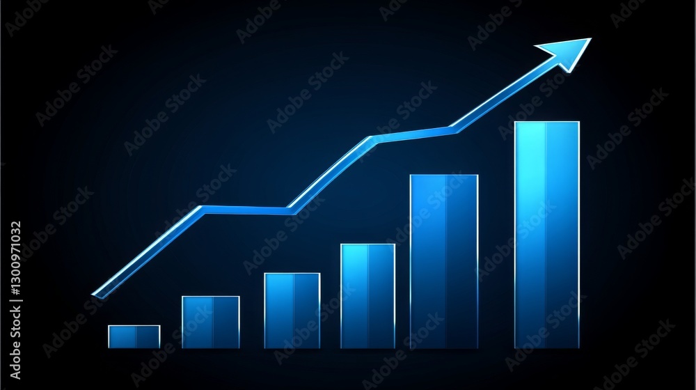 Fototapeta premium Blue money business graph finance chart diagram on a 3D coin background with growth financial data concept, investment market profit bar, and success market stock technology currency report.