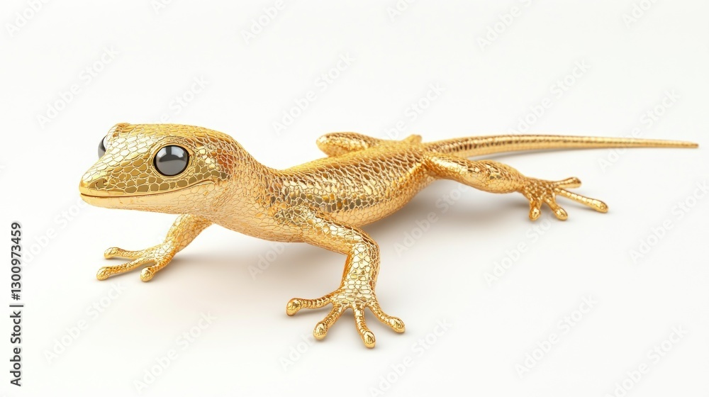 Naklejka premium Golden Gecko on White Background