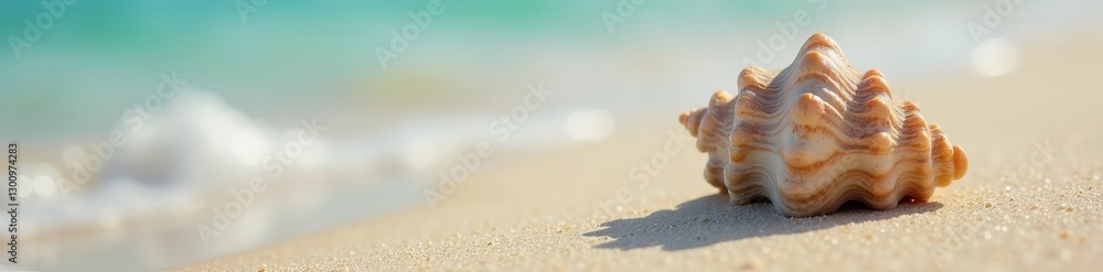 Lonely seashell resting on smooth sand with peaceful vibe, tranquil, isolated Lonely seashell resting on smooth sand with peaceful vibe, tranquil, isolated