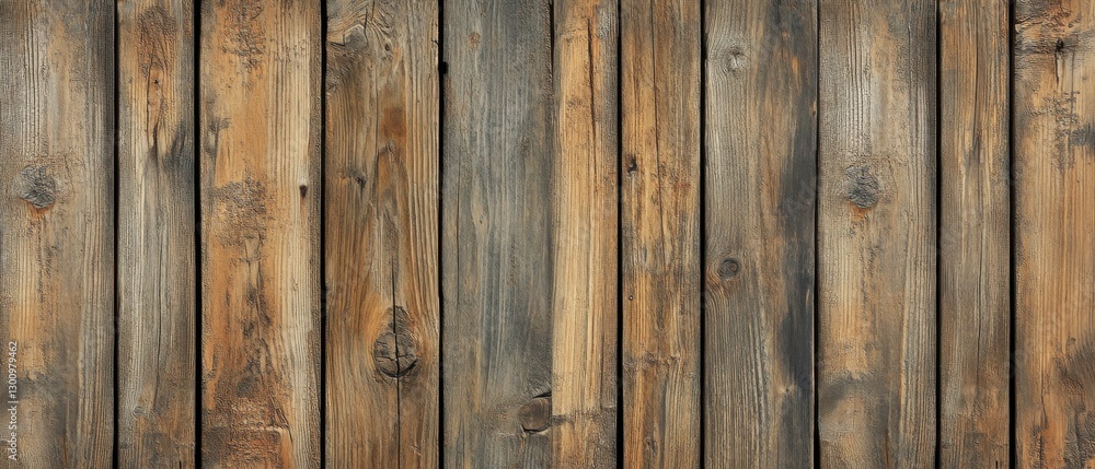 Naklejka premium Weathered Vertical Brown and Gray Wood Planks Texture Background
