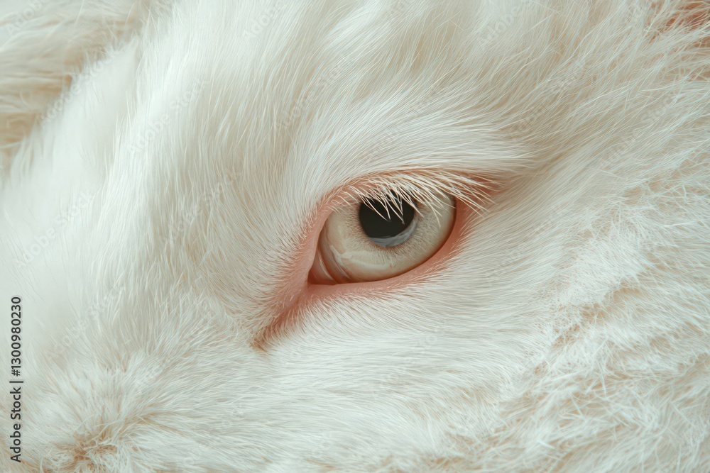 Close Up White Rabbit Eye Soft Fur Detailed Textures Close Up White Rabbit Eye Soft Fur Detailed Textures