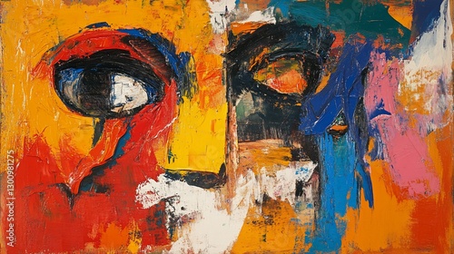 Abstract Faces, Bold Colors, Canvas Art