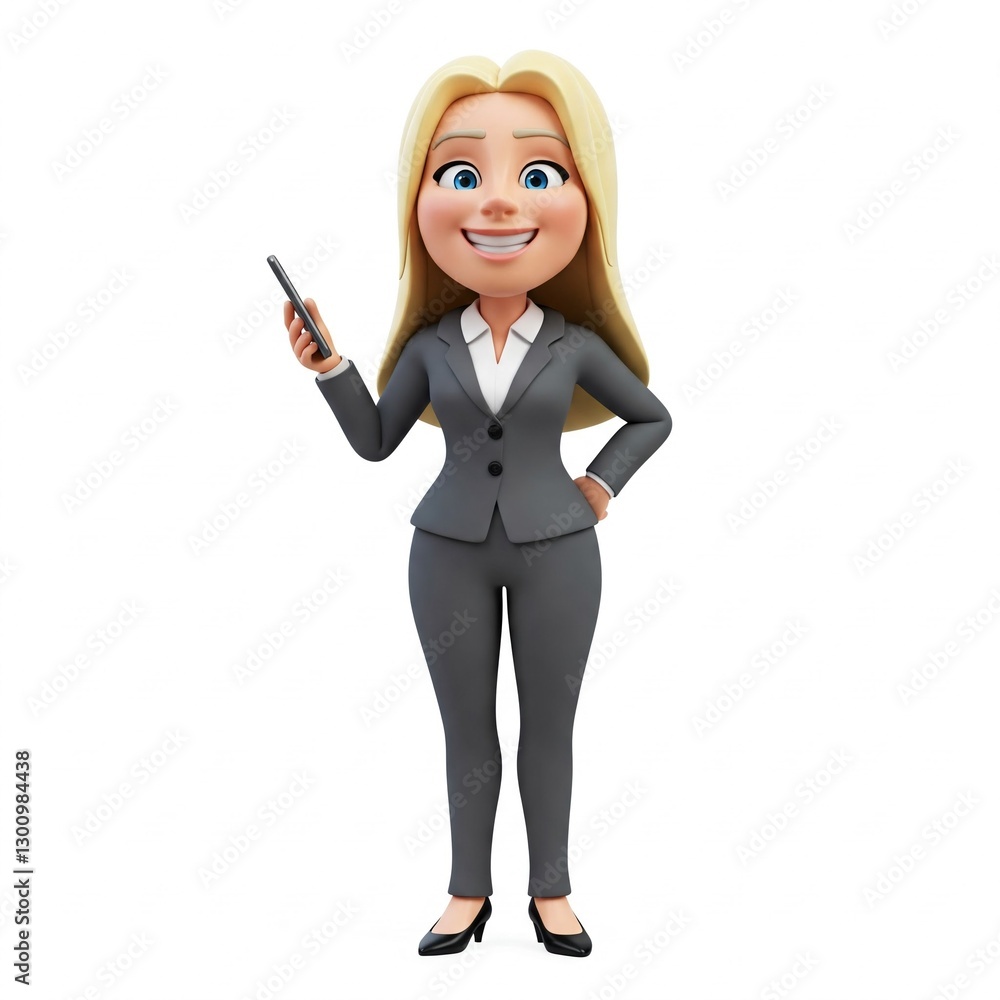 Business Woman in Suit with Smartphone Social Media Avatar Illustration Business Woman in Suit with Smartphone Social Media Avatar Illustration