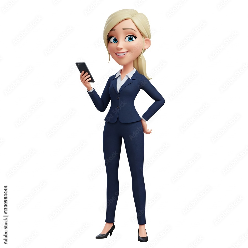 Business Woman in Suit with Smartphone Social Media Avatar Illustration Business Woman in Suit with Smartphone Social Media Avatar Illustration