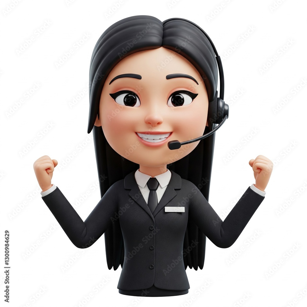 Asian Woman Callcenter Agent with Headset Social Media Avatar Illustration Asian Woman Callcenter Agent with Headset Social Media Avatar Illustration