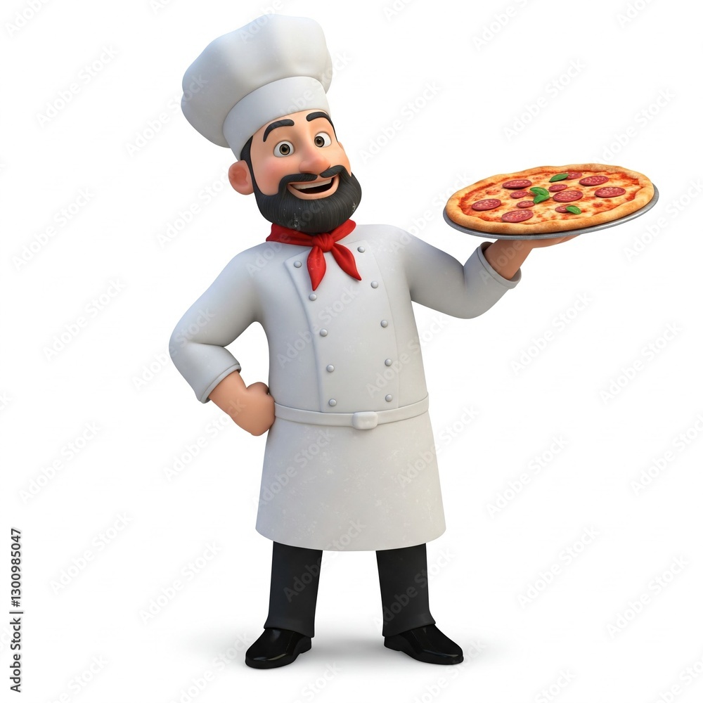 Italian pizza baker with pizza Social Media Avatar Illustration Italian pizza baker with pizza Social Media Avatar Illustration