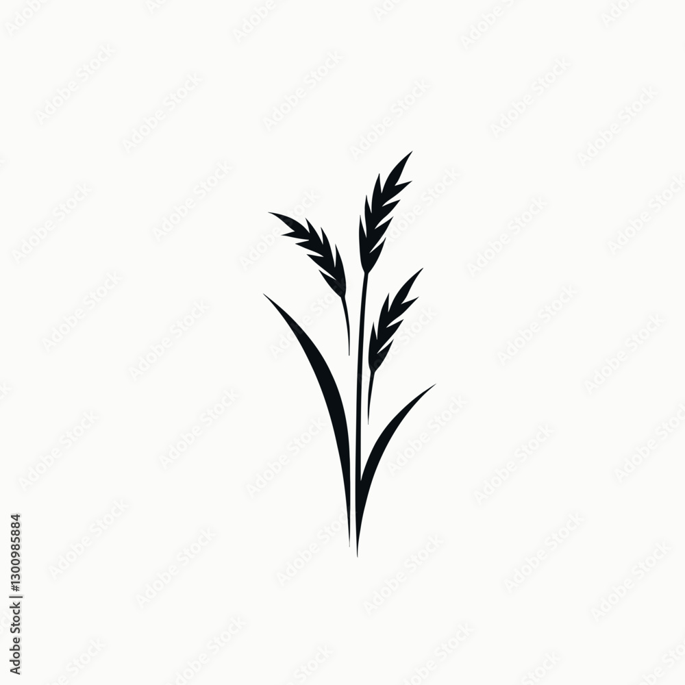 Obraz premium very simple flat and single minimalist Grass Silhouette in black on a white background
