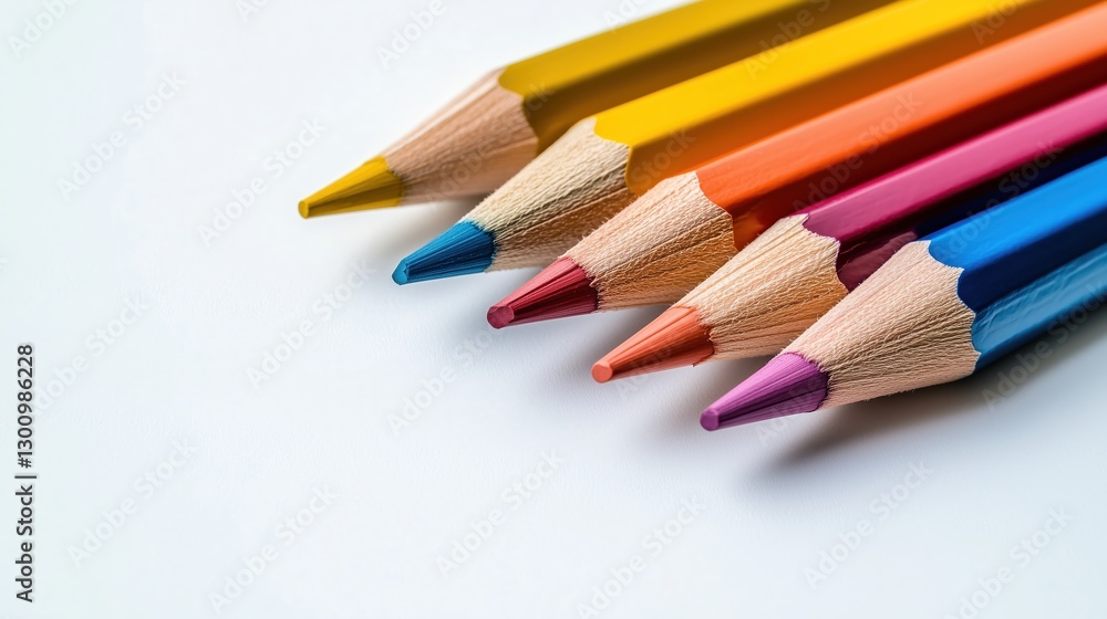 Sharpened tips of colorful pencils point inward, framing an empty canvas ready for ideas and inspiration. Sharpened tips of colorful pencils point inward, framing an empty canvas ready for ideas and inspiration.