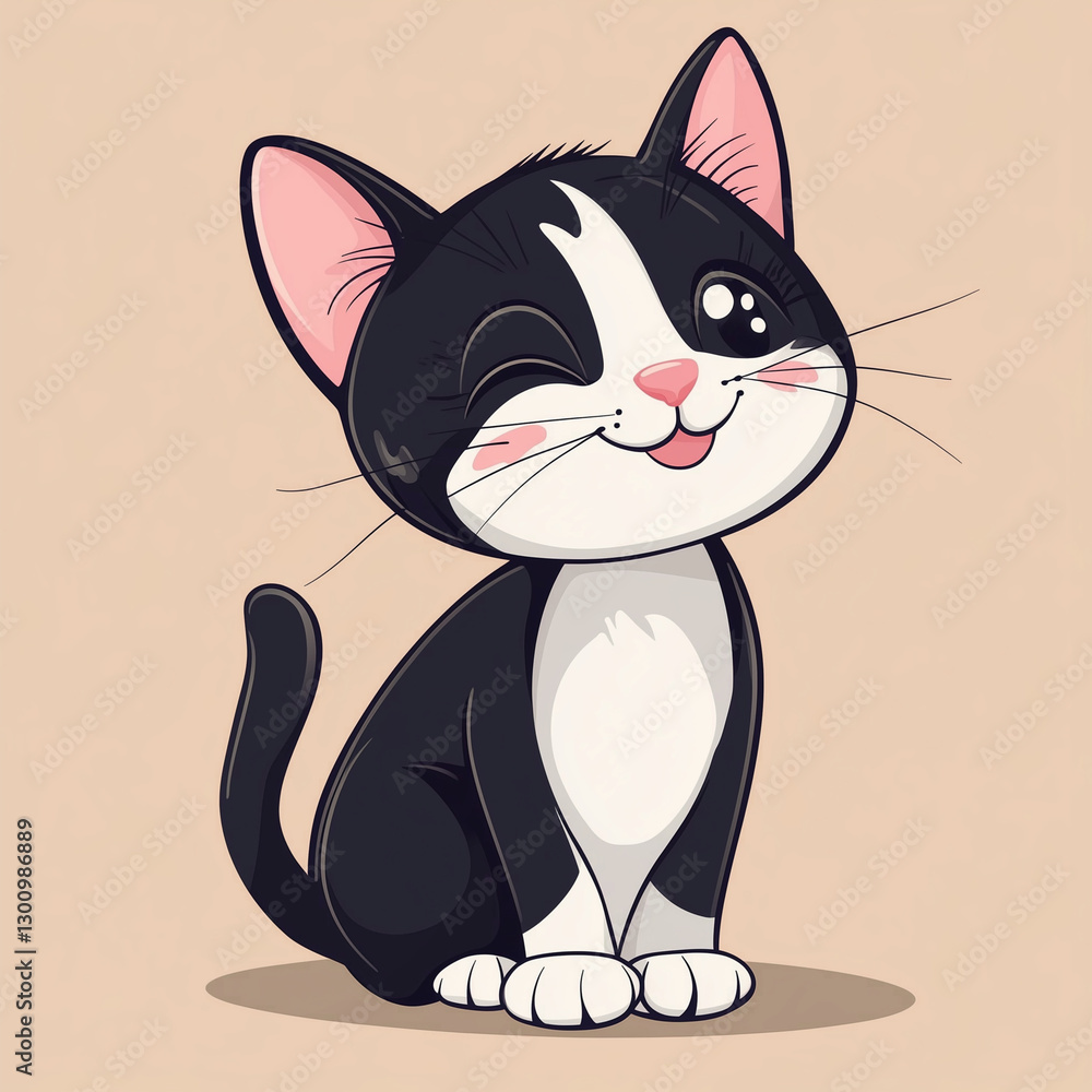 Obraz premium Cute cat cartoon vector illustration 