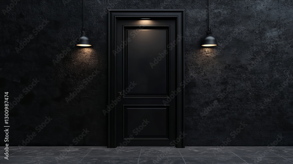 Elegant Black Doorway Modern Interior Design Dark Wall Background Dramatic Lighting Luxury Home Entrance Mysterious Vibe Stylish Black Door Frame Elegant Black Doorway Modern Interior Design Dark Wall Background Dramatic Lighting Luxury Home Entrance Mysterious Vibe Stylish Black Door Frame