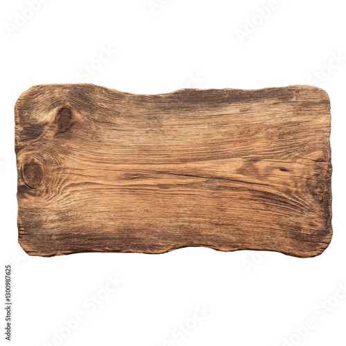 Rustic Wooden Plank Sign On transparent background