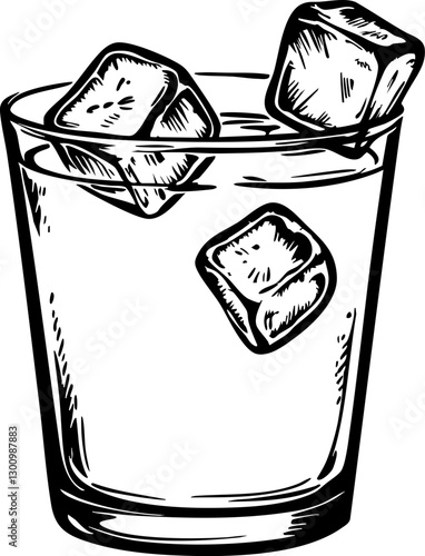 Refreshing cocktail with ice cubes bar setting beverage illustration creative design close-up view drink