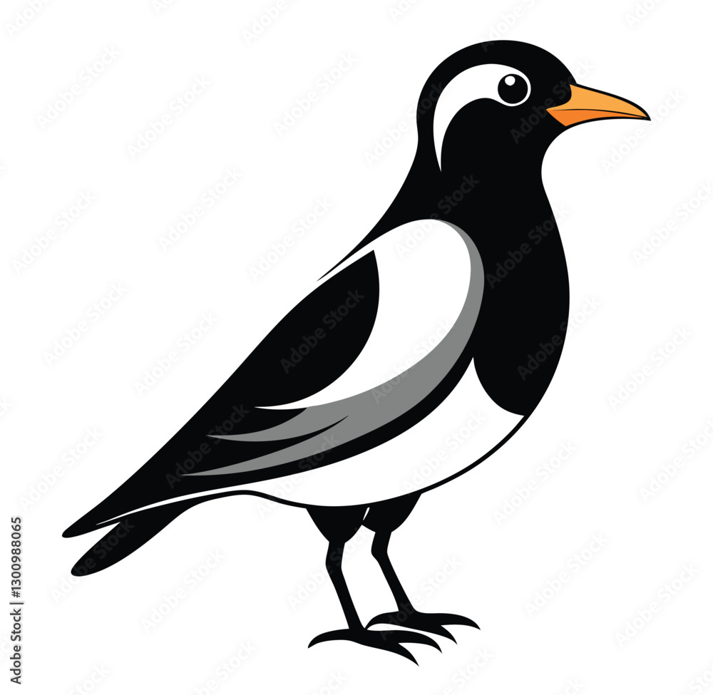 Obraz premium A cute black bird with wings line art icon sign silhouette vector illustration for photo overlays t-shirt print flyer poster design web banner.