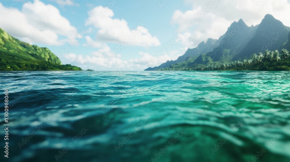 Obraz premium Breathtaking Sustainable Oceanic Ecosystem with Lush Tropical Landscape and Turquoise Waters