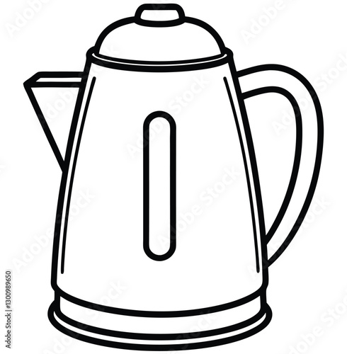 kitchen appliance electric kettle line art icon sign vector illustration 
