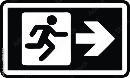 Emergency fire exit sign. running man icon to door. Exit emergency arrow sign vector image. Fire evacuation sign. warning sign plate logo stock images illustration.
