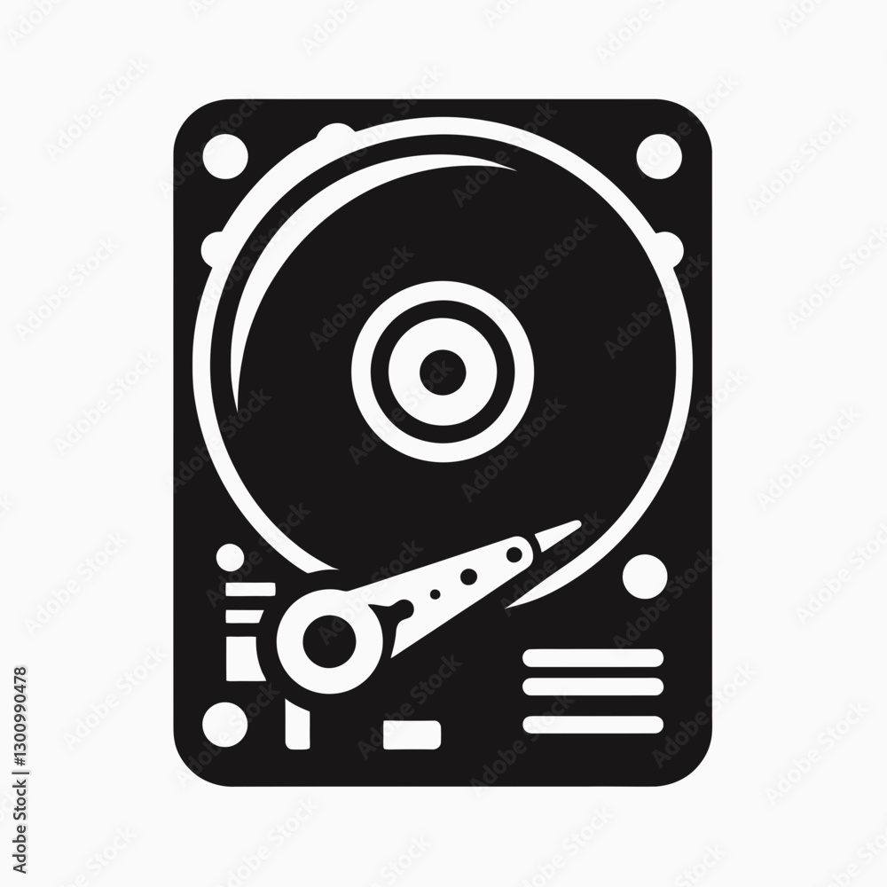 very simple flat and single minimalist Hard Drive Silhouette in black on a white background very simple flat and single minimalist Hard Drive Silhouette in black on a white background