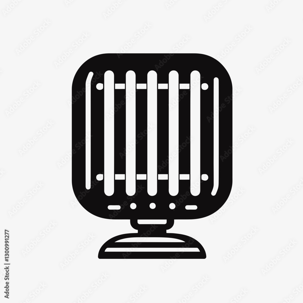 very simple flat and single minimalist Heater Silhouette in black on a white background very simple flat and single minimalist Heater Silhouette in black on a white background
