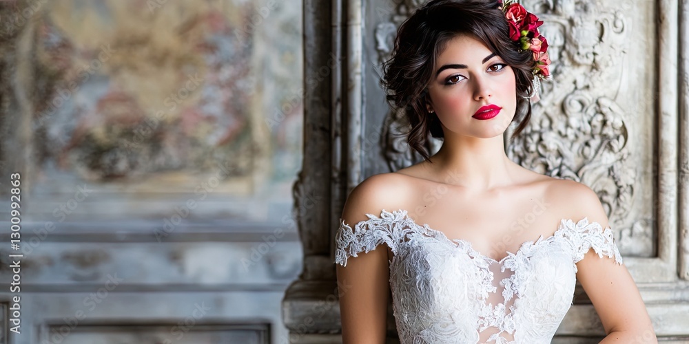 Fototapeta premium Fashionable modern bride in bridal gown