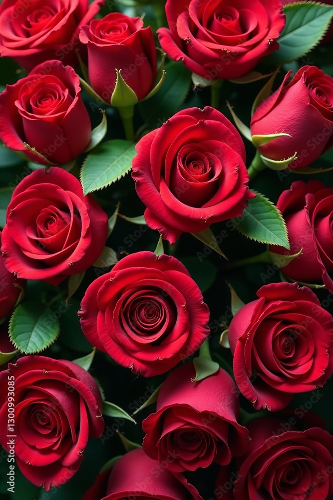 Delicate red roses arranged in a seamless pattern, beautiful, petal Delicate red roses arranged in a seamless pattern, beautiful, petal