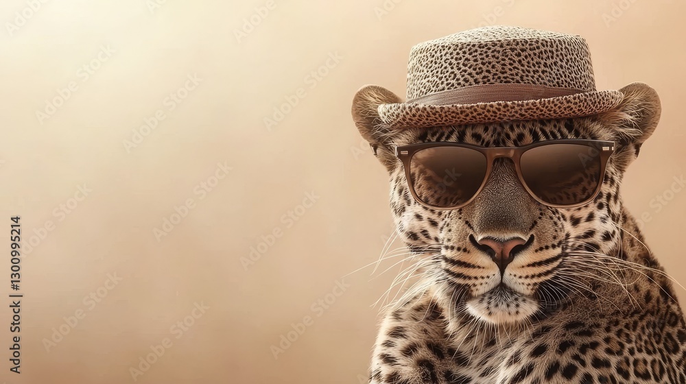 Obraz premium Leopard celebrating with friends a tiger and lion party in the wild fun environment upbeat viewpoint