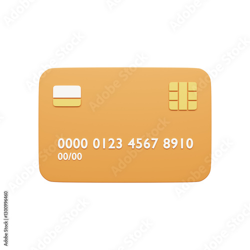 3d rendering of orange credit card illustration