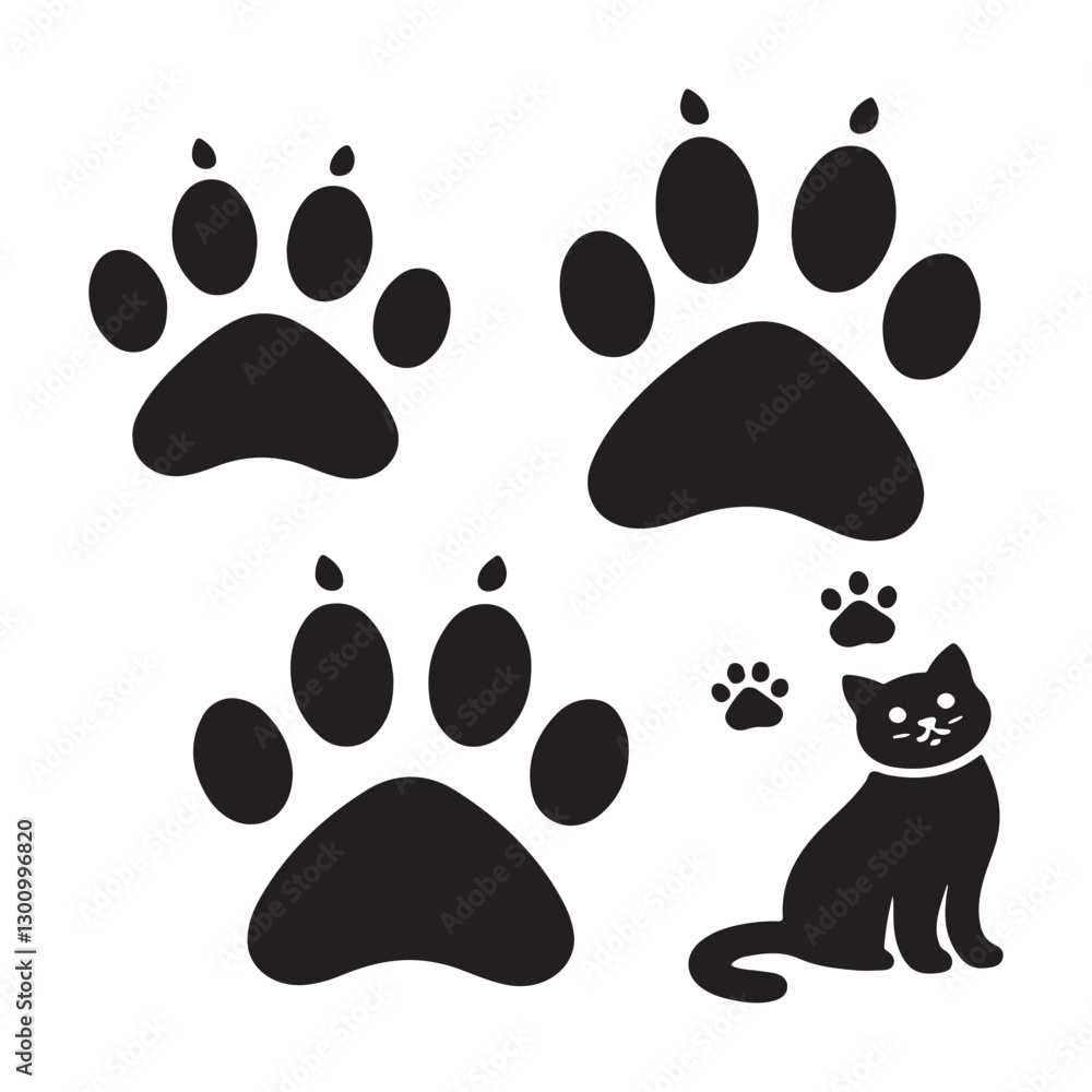 Fototapeta premium silhouette paw print icons set design on a white background