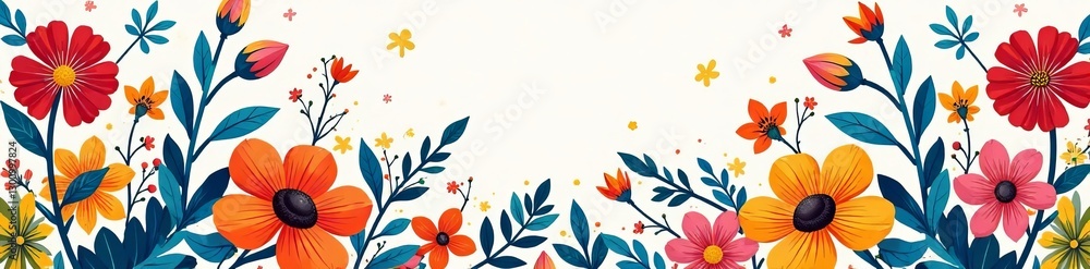Obraz premium Colorful and whimsical floral doodles blending seamlessly, background, colorful