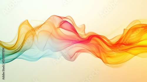 Colorful ribbons of flowing textures are displayed across the image