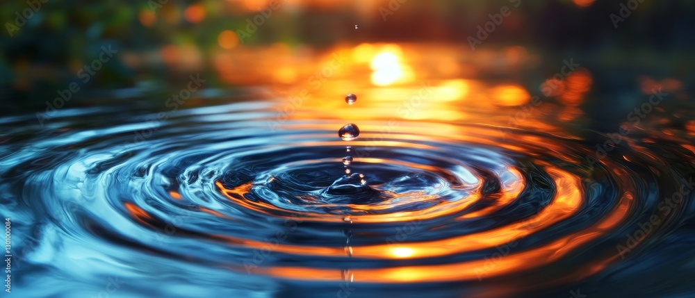 water drop with ripple effect on surface. water drop with ripple effect on surface.