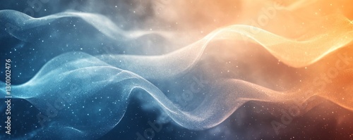 abstract blue and orange smoky wave art.