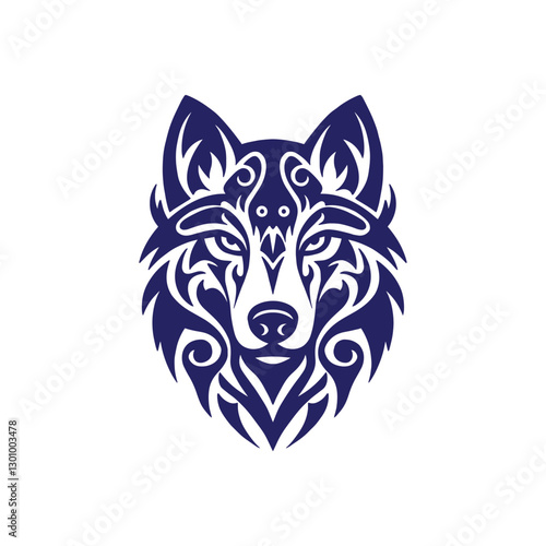 Wolf head tattoo in celtic and nordic ornament flat design style vector illustration isolated on white background.
