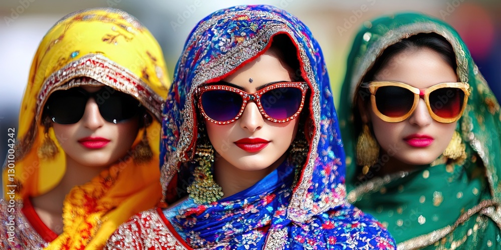 Obraz premium hindu fashionista - female model in modern hindi-inspired clothing style 