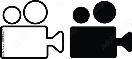 Video camera ector illustration of a black and white cat