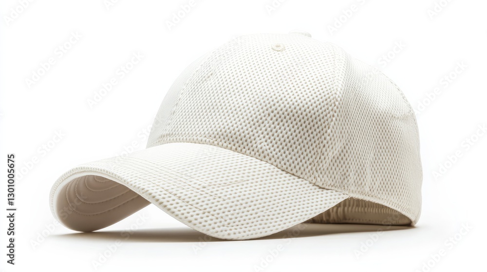 A flat-brim cap in white with subtle gold details, isolated white background A flat-brim cap in white with subtle gold details, isolated white background